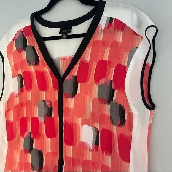Worthington Sleeveless Multicolor V-Neck Blouse Top Petite Large Career Causal - Picture 2 of 9